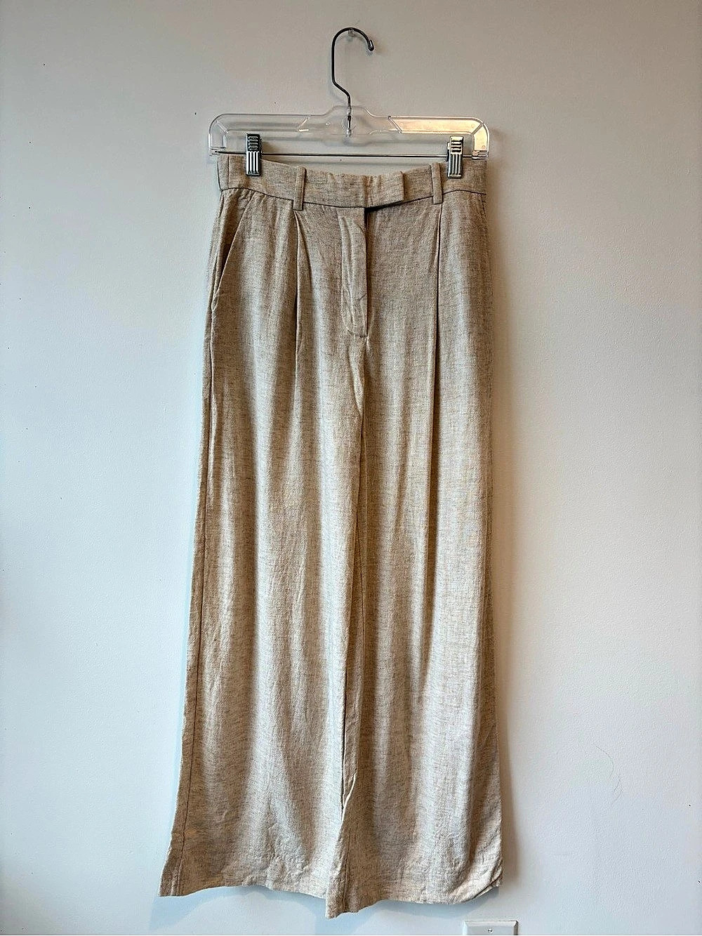 Abercrombie & Fitch A&F Sloane Linen-Blend Tailored Wide Leg Pant Wide Leg Pants